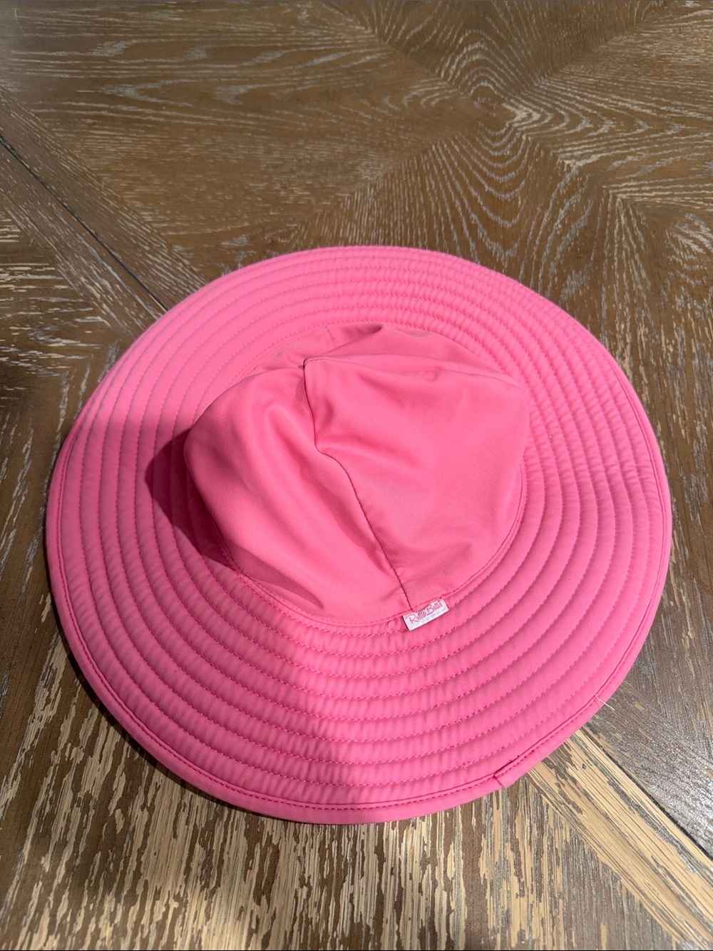 Ruffle Butts Pink Wide-Brim Kids Swim Sun Hat